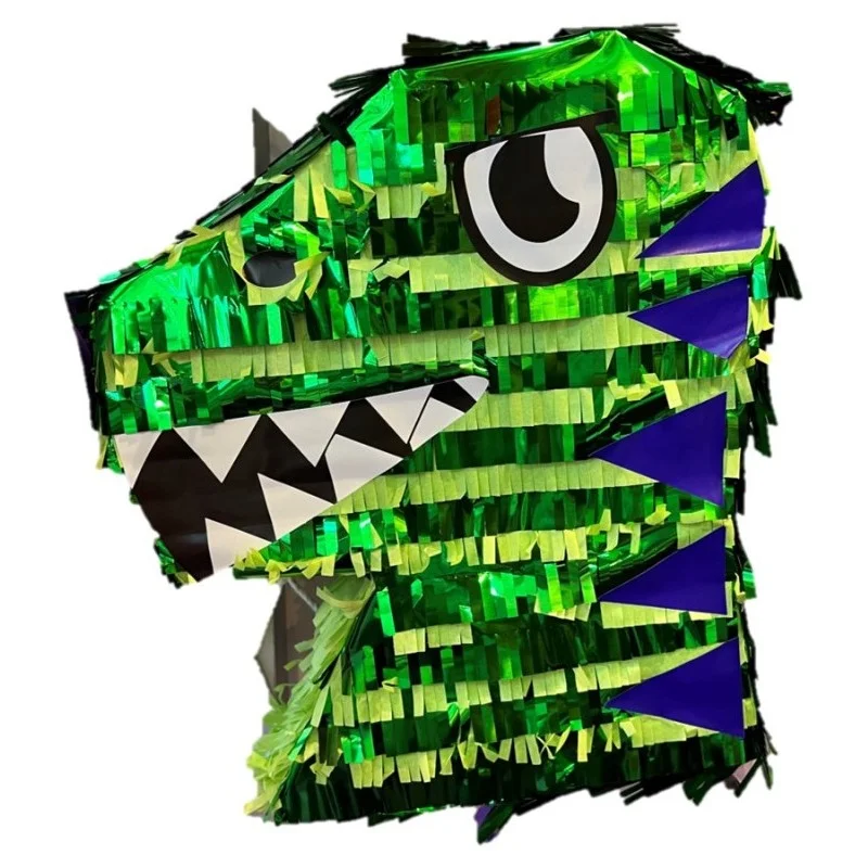 Pinata tête de dinosaure brillante - dimensions 33x28cm