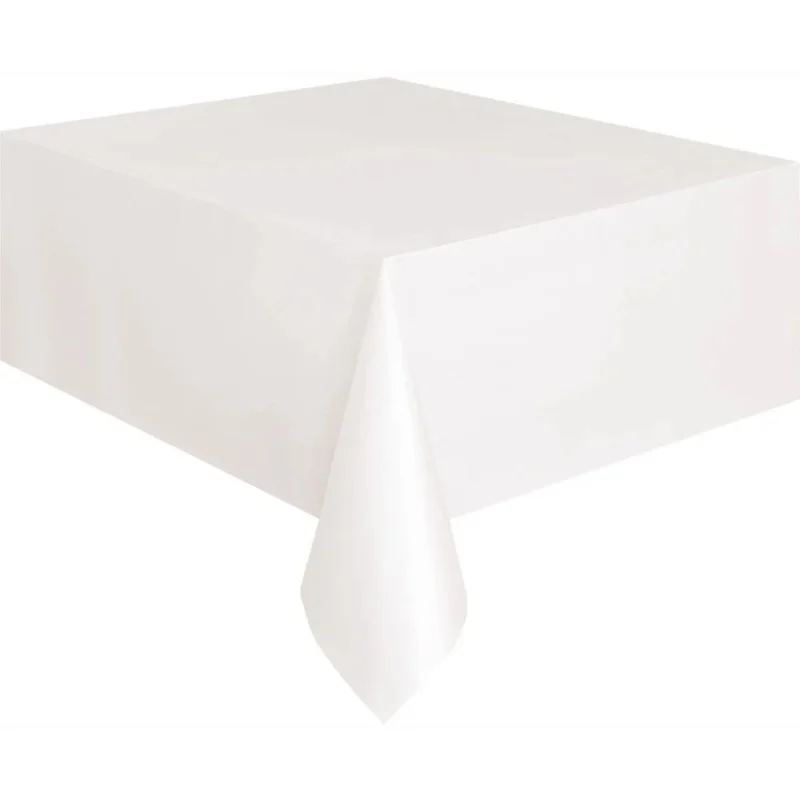 Nappe d'anniversaire blanche - Taille 137x274cm